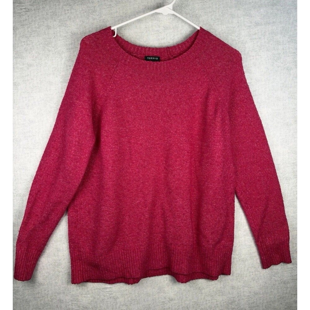 Torrid Hot Pink Knit Long Sleeve Crewneck Sweatshirt Sweater 0 Large